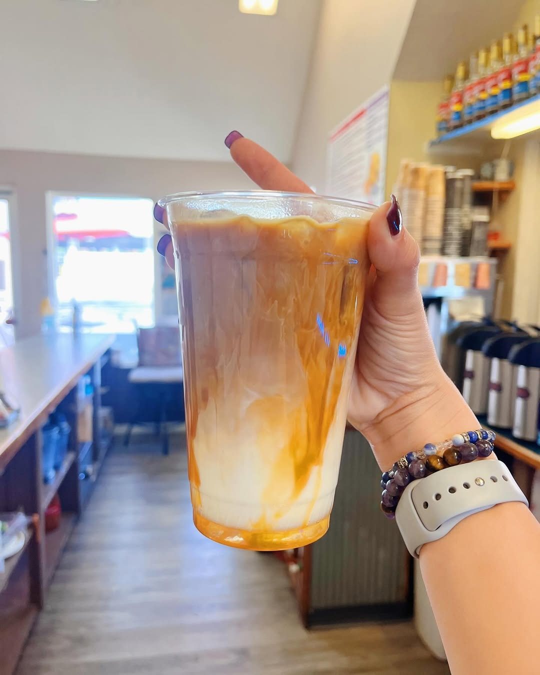 Iced caramel latte